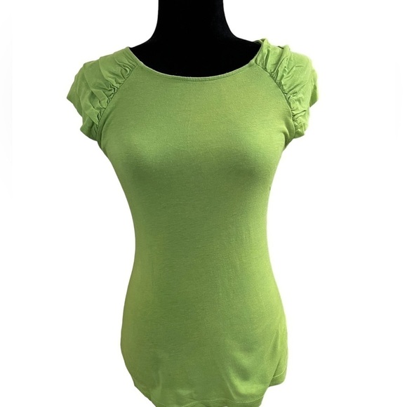 2/$20 Banana Republic Ruffle Sleeve Top - Bright Green - Modal - Picture 1 of 7